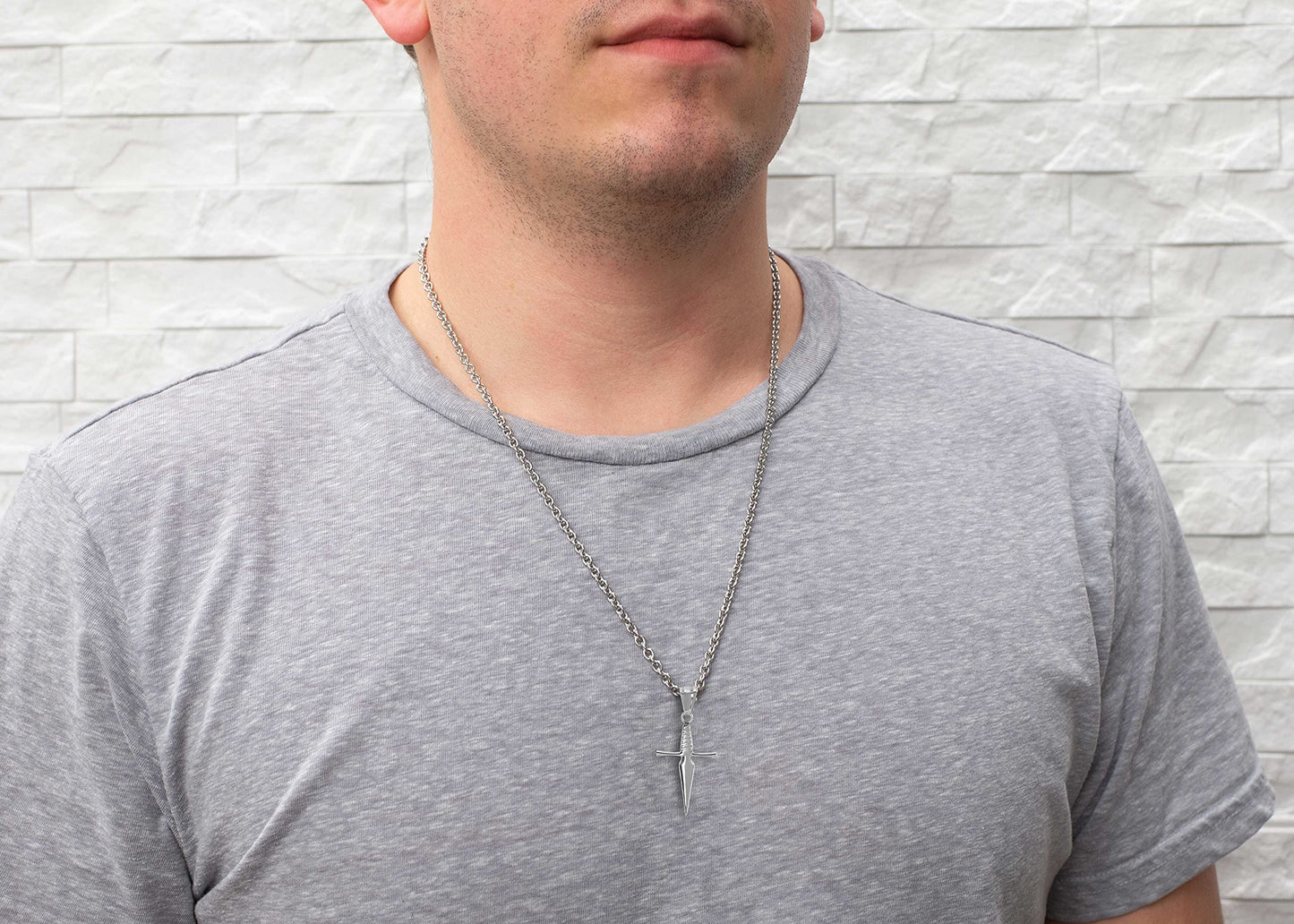 Stainless Steel Sword of the Spirit 18 inch Necklace