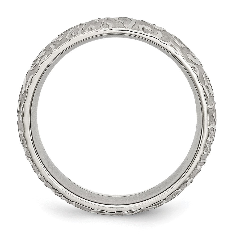 Stainless Steel Brushed & Polished Textured 8mm Band Size - 10.5