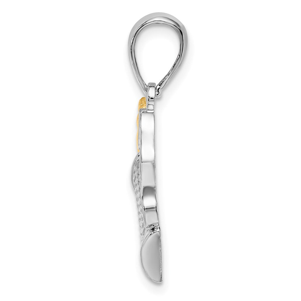 De-Ani Sterling Silver Rhodium-Plated Polished Golf Bag with 14k Clubs Pendant