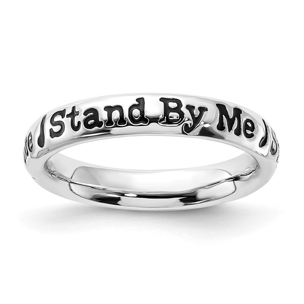 Sterling Silver Stackable Expressions Enameled Lyric Stand by Me Ring