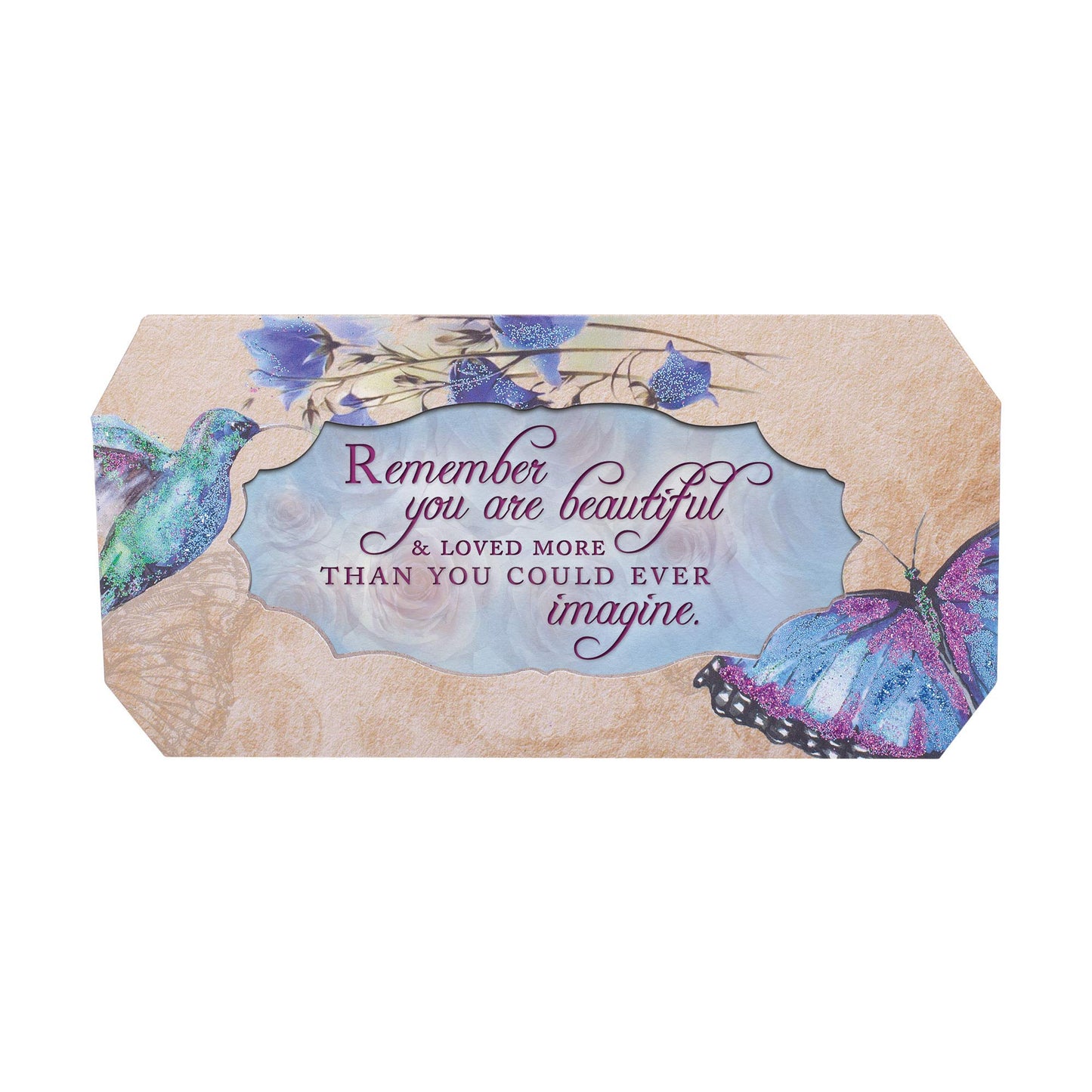 7.25" Beige Blue “Remember You Are Beautiful" Belle Papier Musical Box