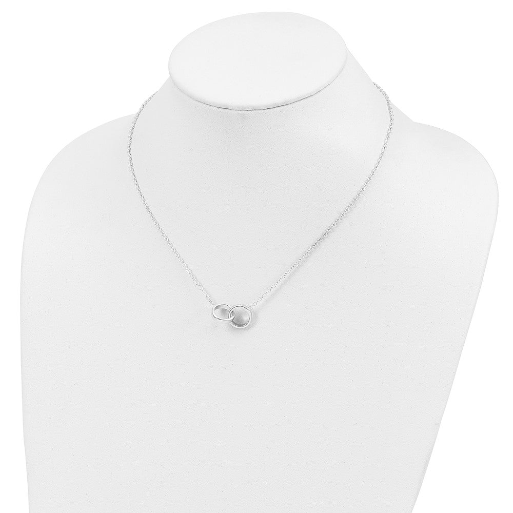 Sterling Silver Polished 2-Rings Necklace 18 Inches