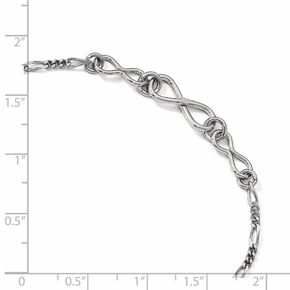 Sterling Silver RH-plated Infinity w/1in ext. Anklet
