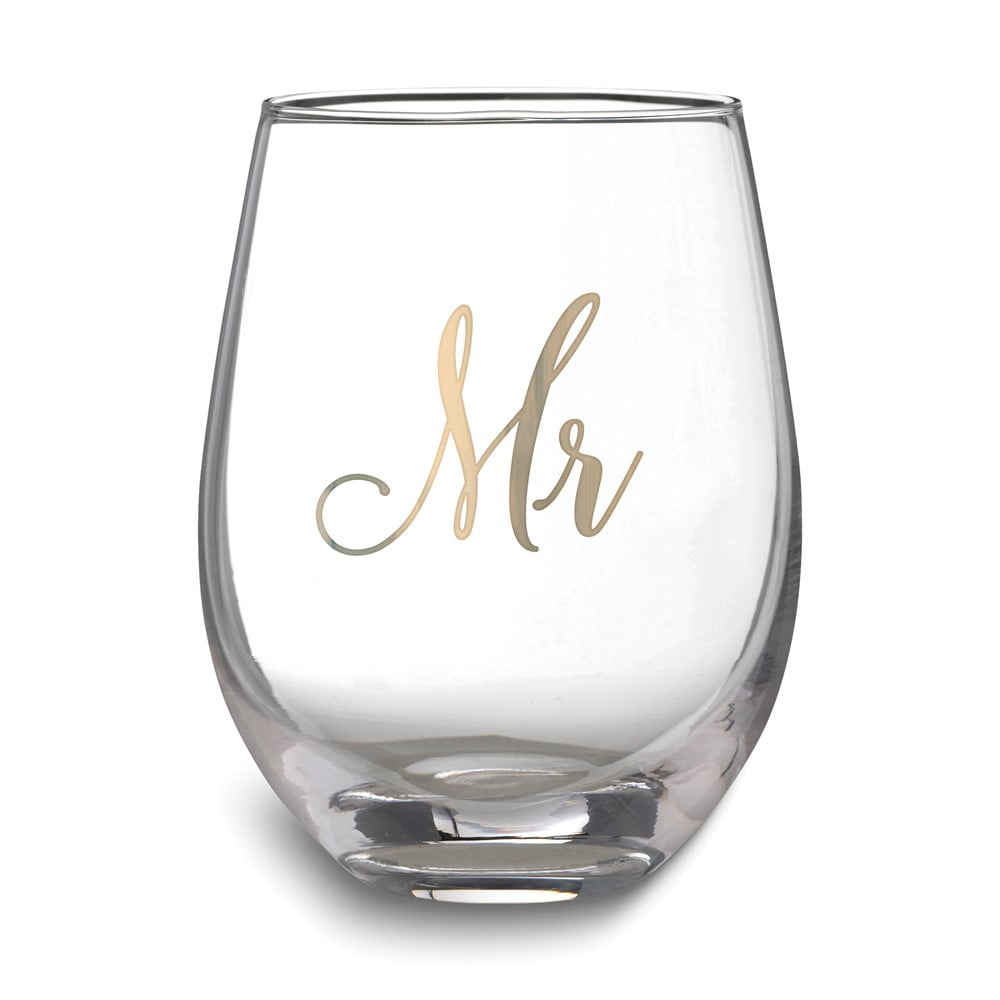 Lillian Rose Gold Mr. Stemless Wine Glass