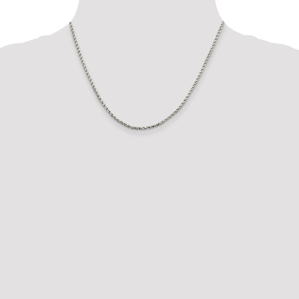 Sterling Silver 2.25mm Twisted Box Chain 18 Inches