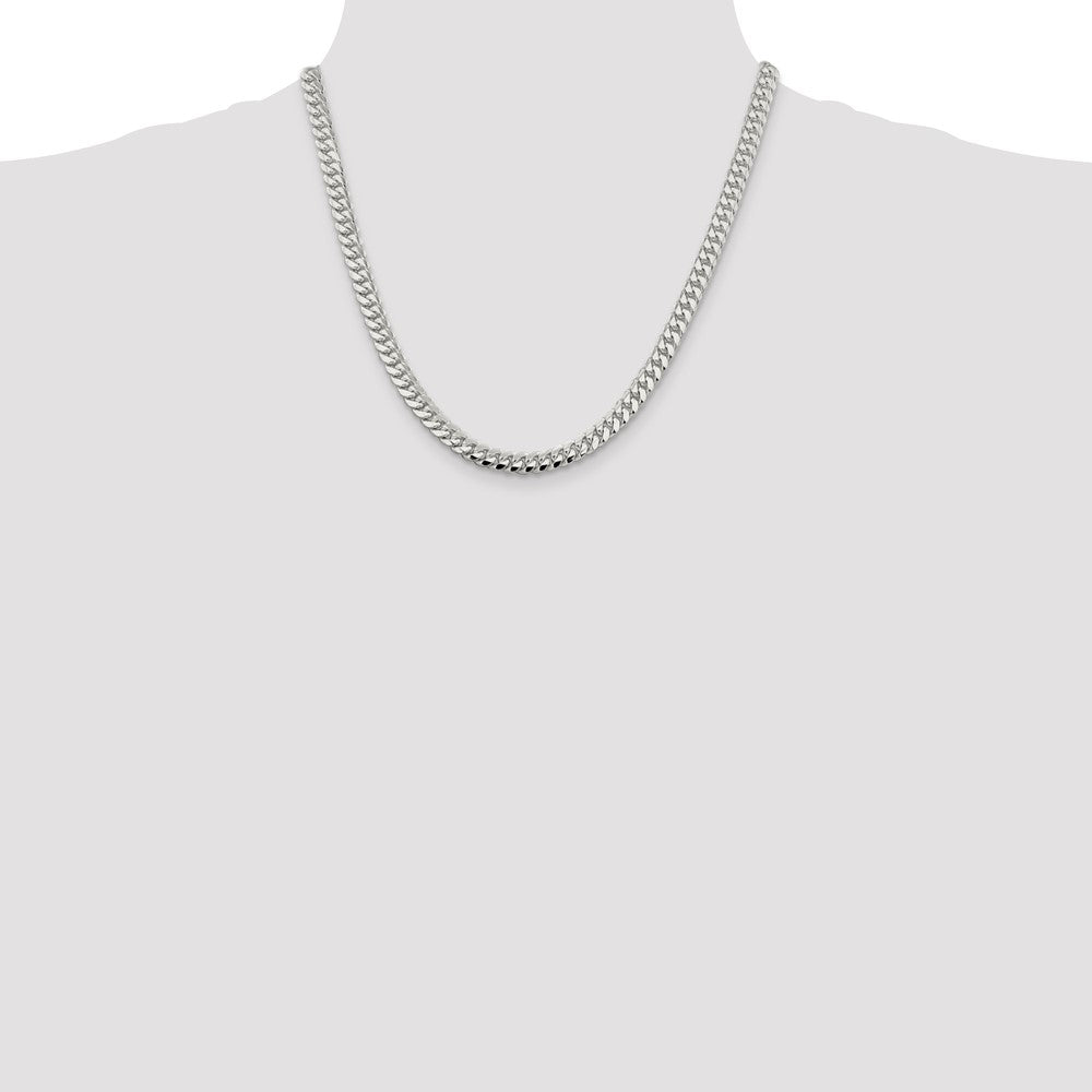 Sterling Silver 6.4mm Polished Domed Curb Chain 20 Inches