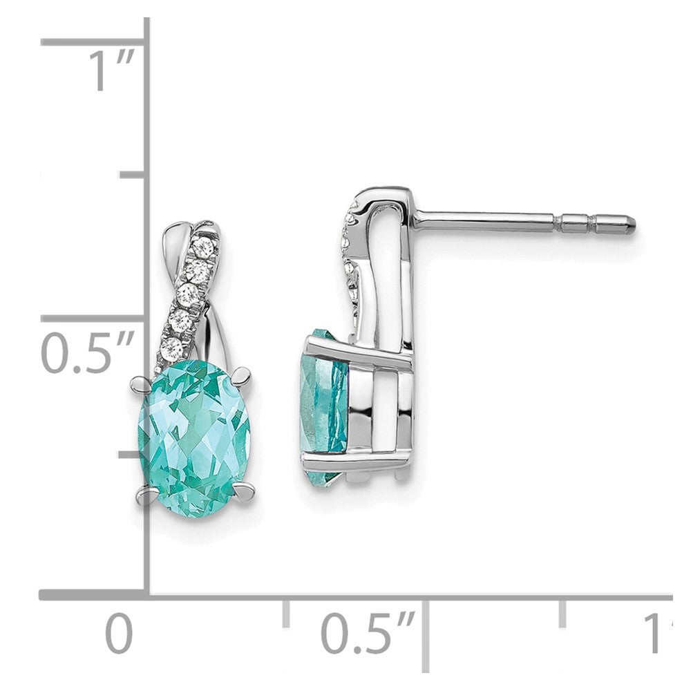 Pure Serenity 14K White Gold 1/20 Carat Lab Grown Diamond VS/SI+ G+ & Lab Created Paraiba Post Earrings