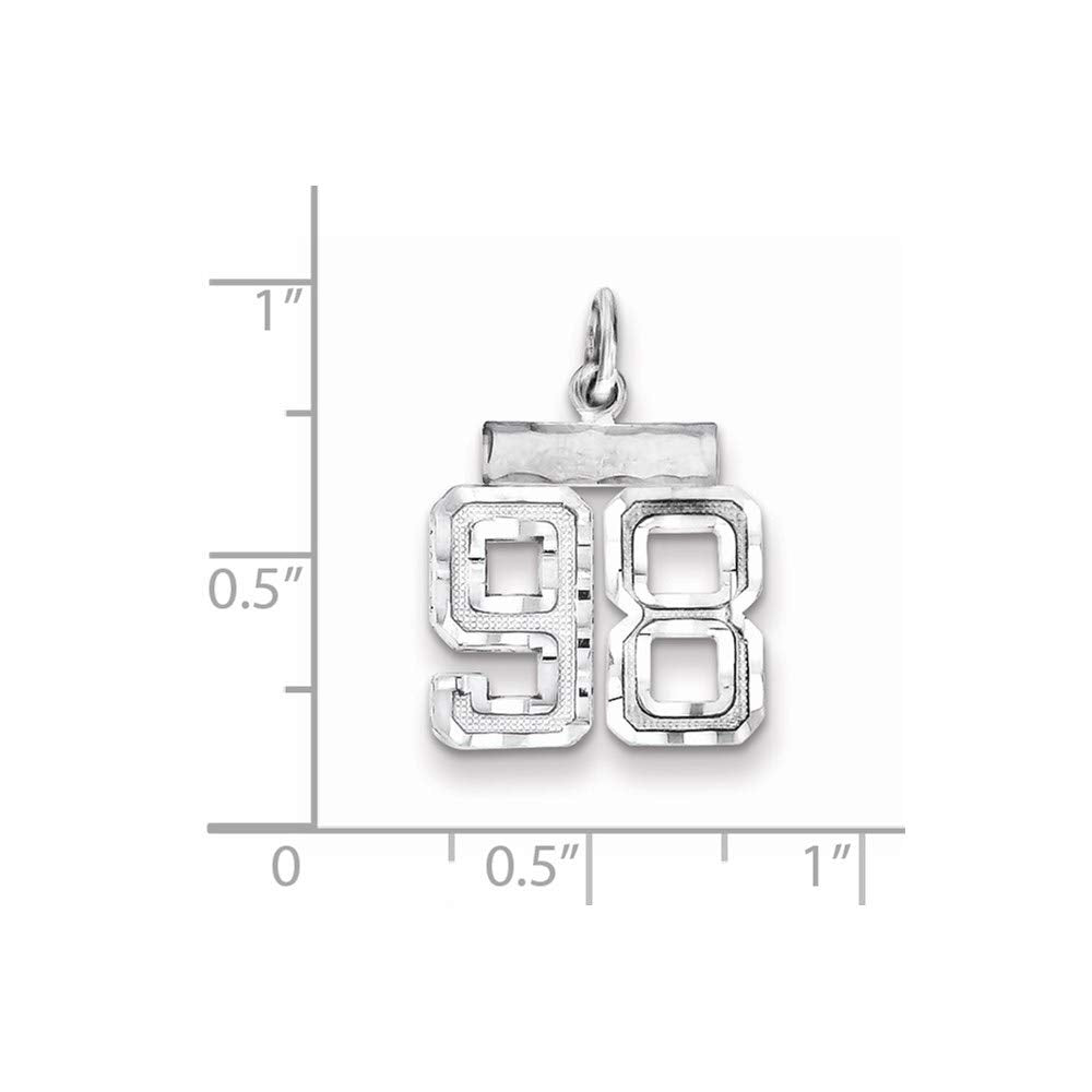 Sterling Silver Rhodium-plated Diamond-cut #98 Charm QSN98
