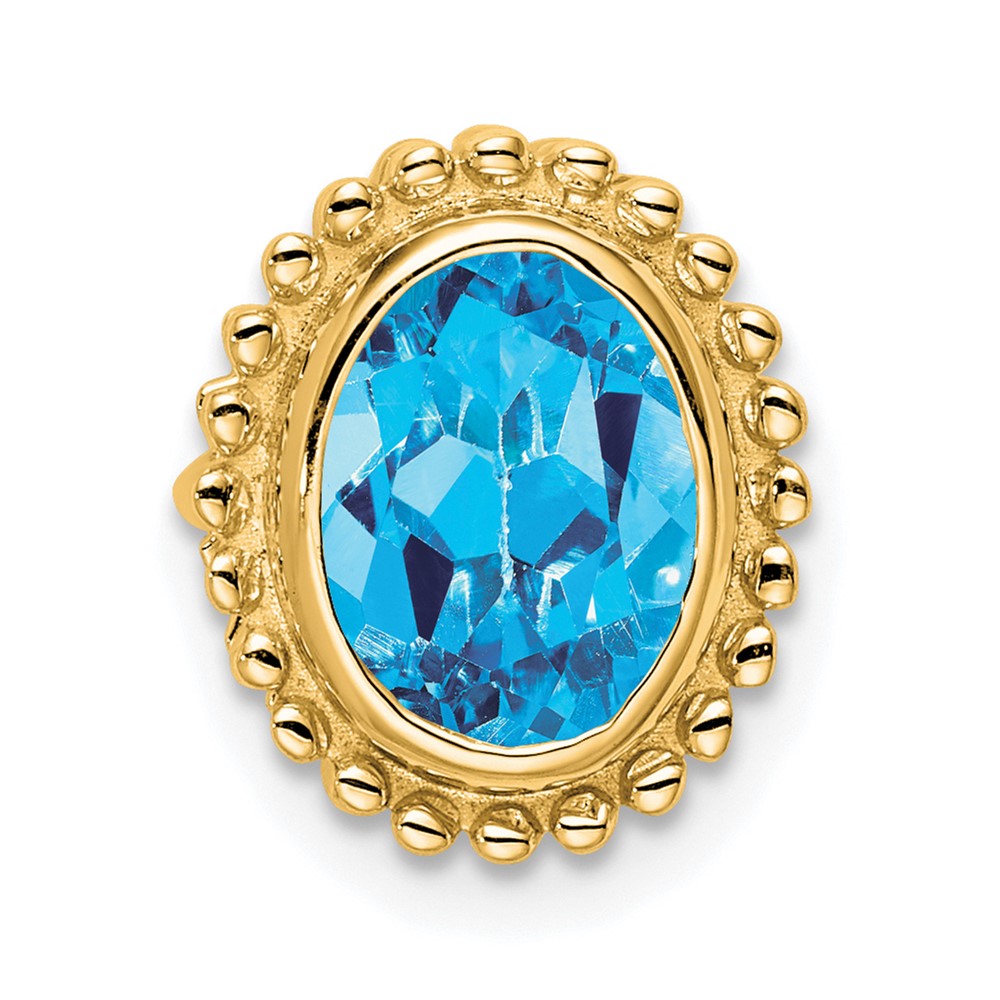 14k Oval Blue Topaz Chain Slide