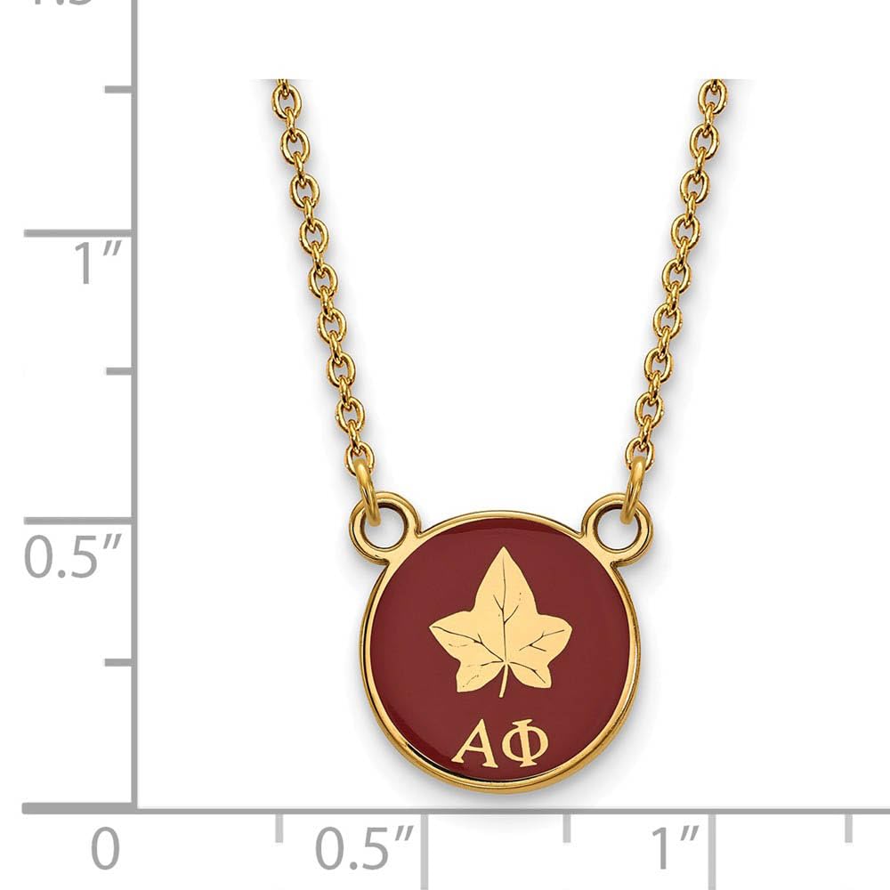 Beautiful Sterling Silver w/GP LogoArt Alpha Phi Sm Enl Pend w/Necklace