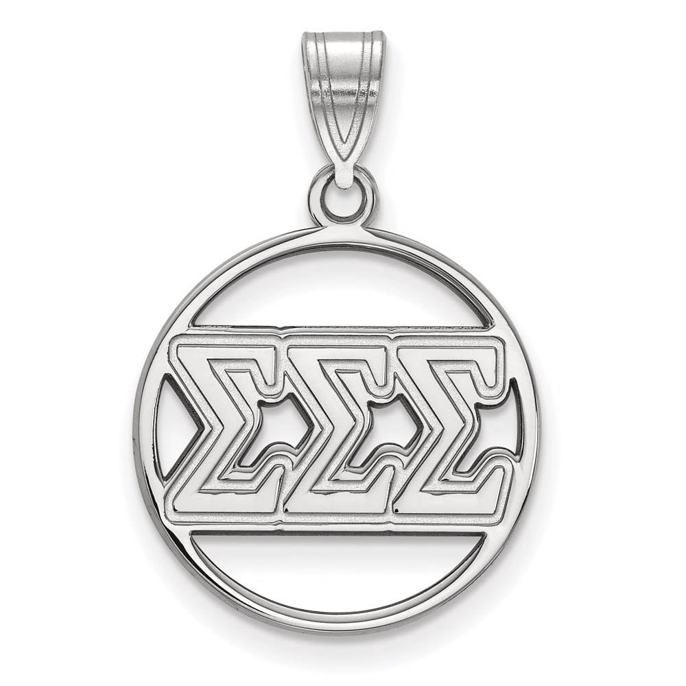 Sterling Silver Official Licensed Greek Sororities Sigma Sigma Sigma (???) Small Circle Pendant