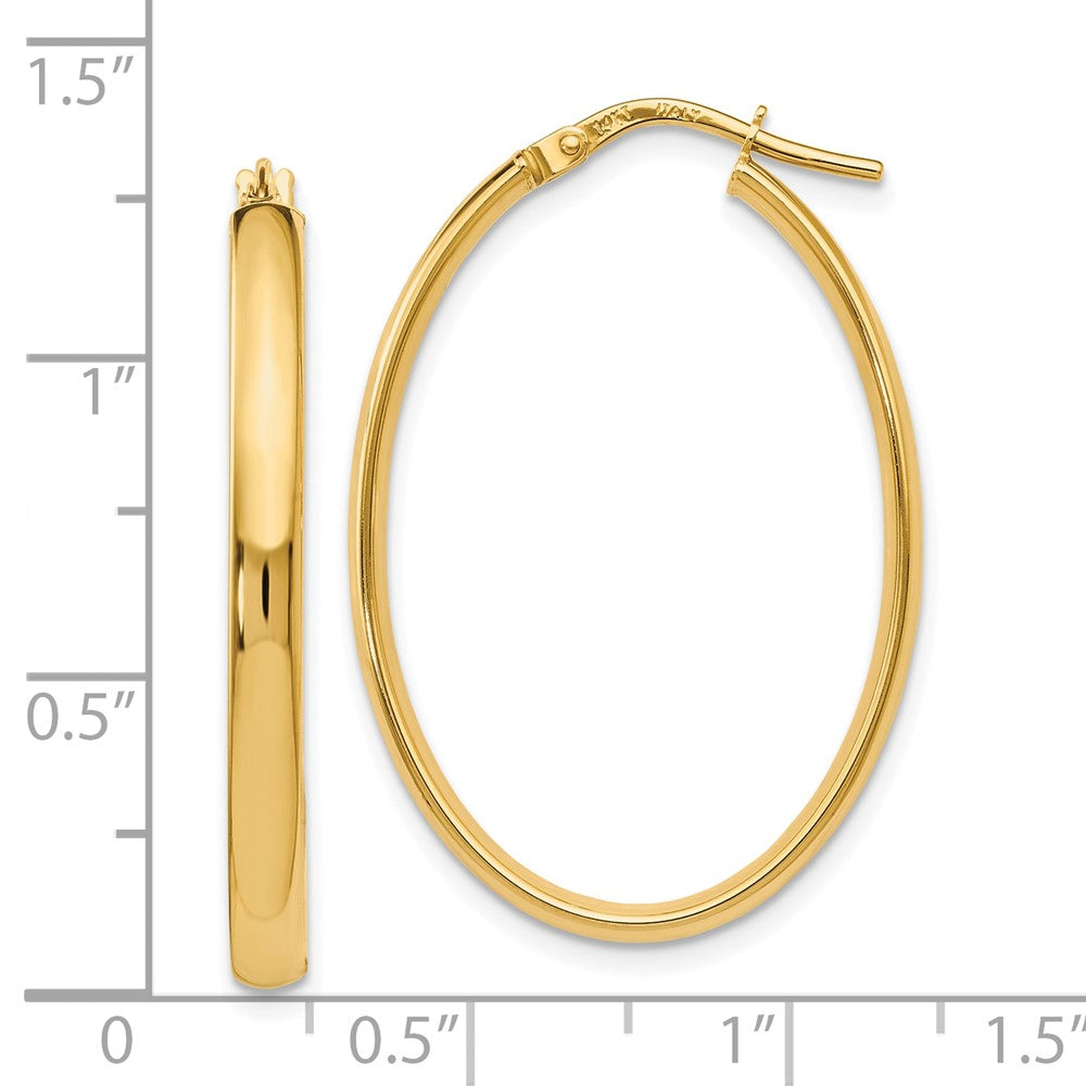 10K Polished Oval Hoop Earrings