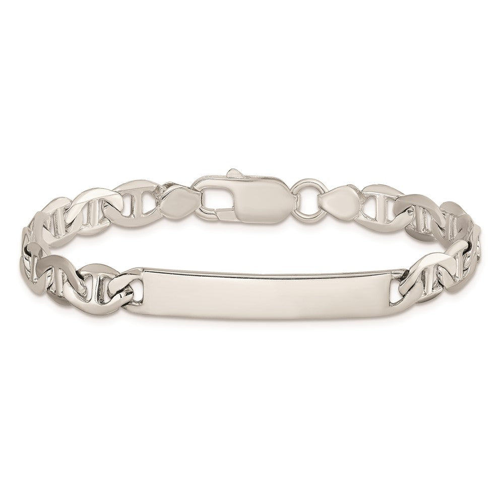 Sterling Silver Polished Engraveable Anchor Link ID Bracelet 7 inches