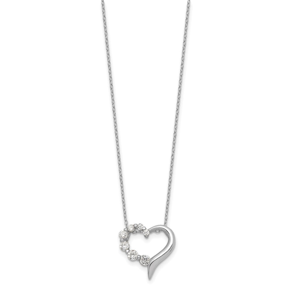 Sterling Silver CZ Heart Journey Necklace 18 Inches