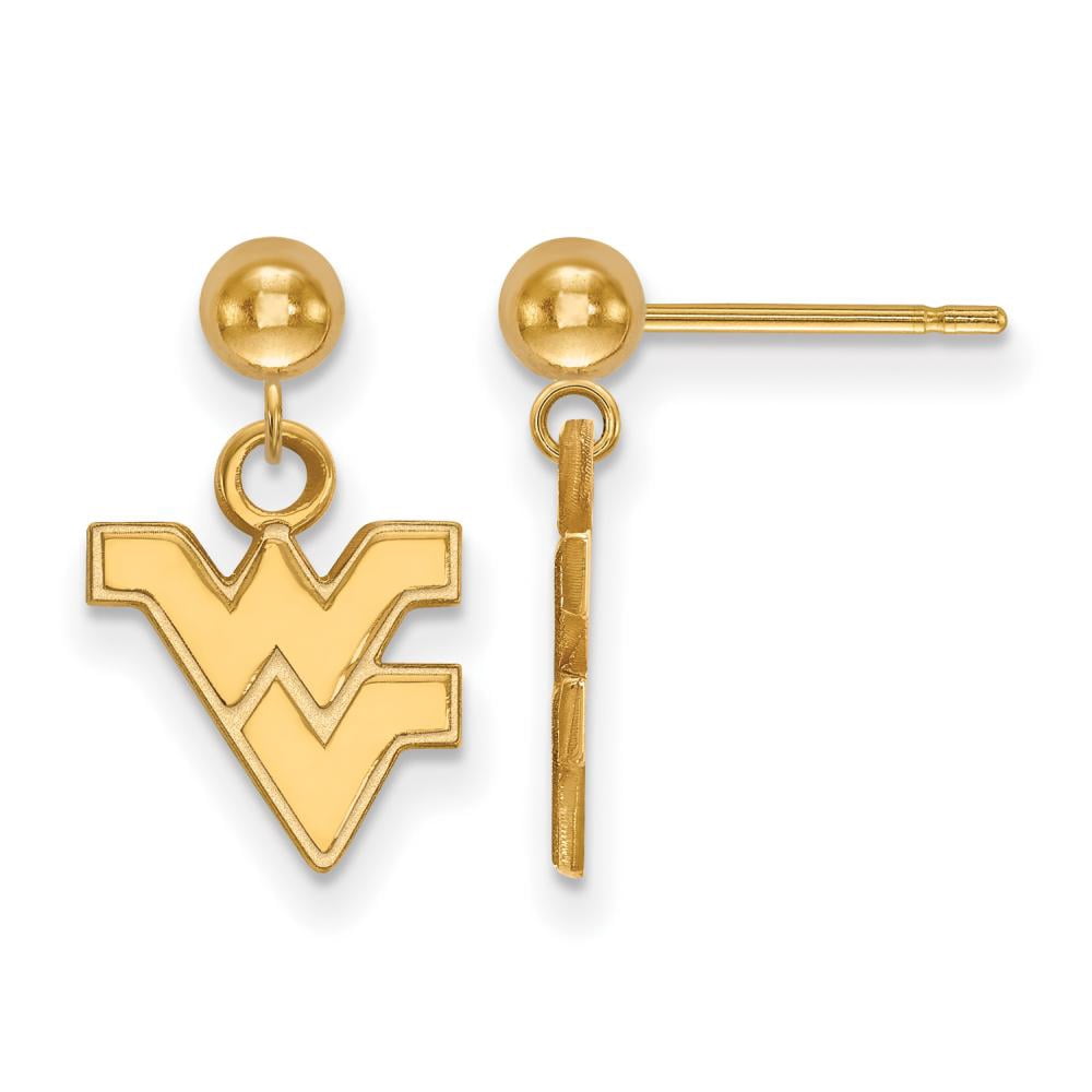 West Virginia Earrings Dangle Ball (14k Yellow Gold)