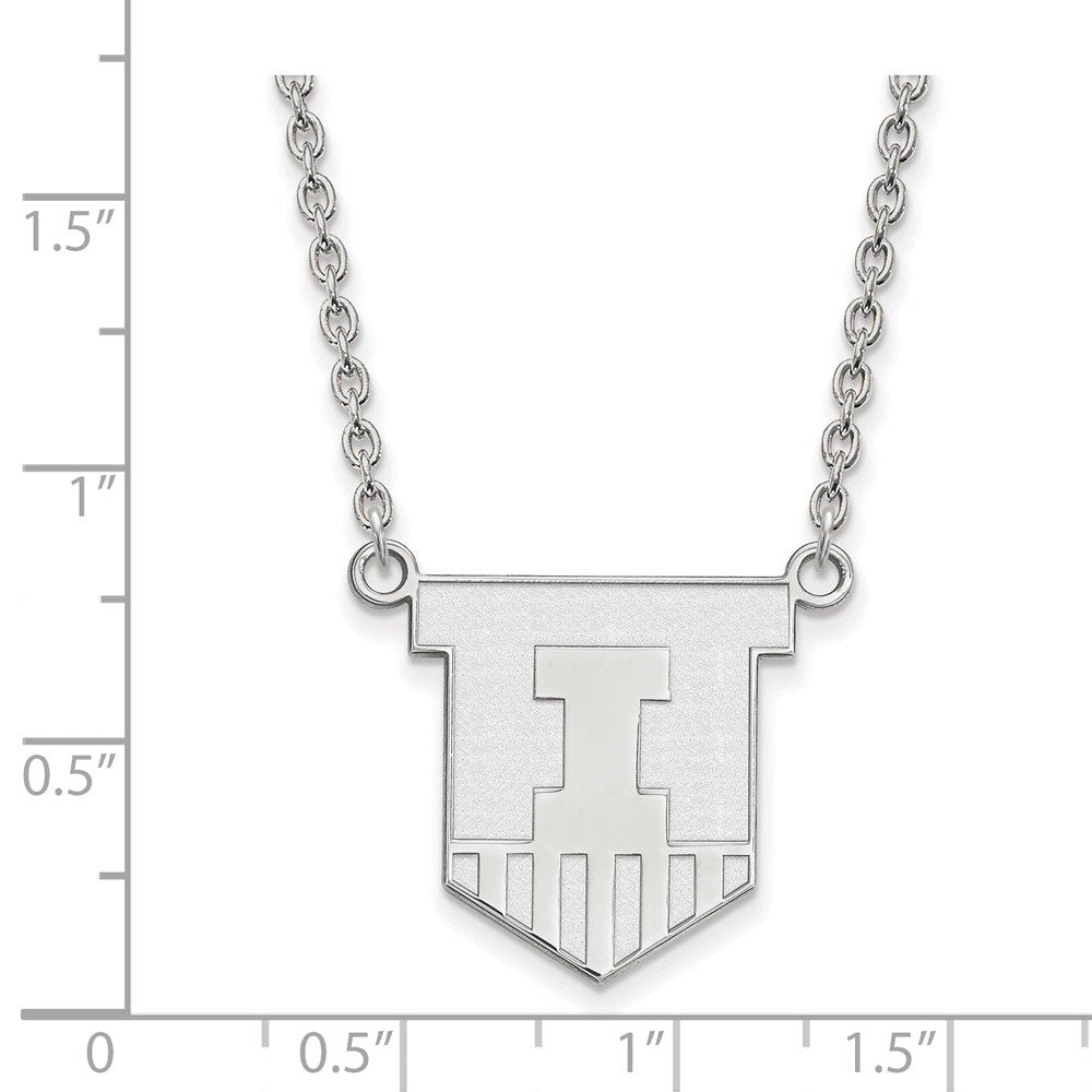Sterling Silver LogoArt Official Licensed Collegiate 18in University of Illinois (UI) Large Pendant w/Necklace