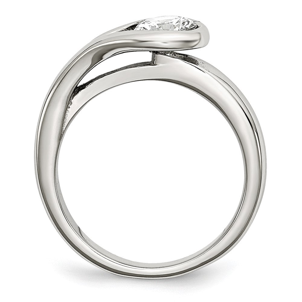 Stainless Steel Polished CZ Ring Size - 6
