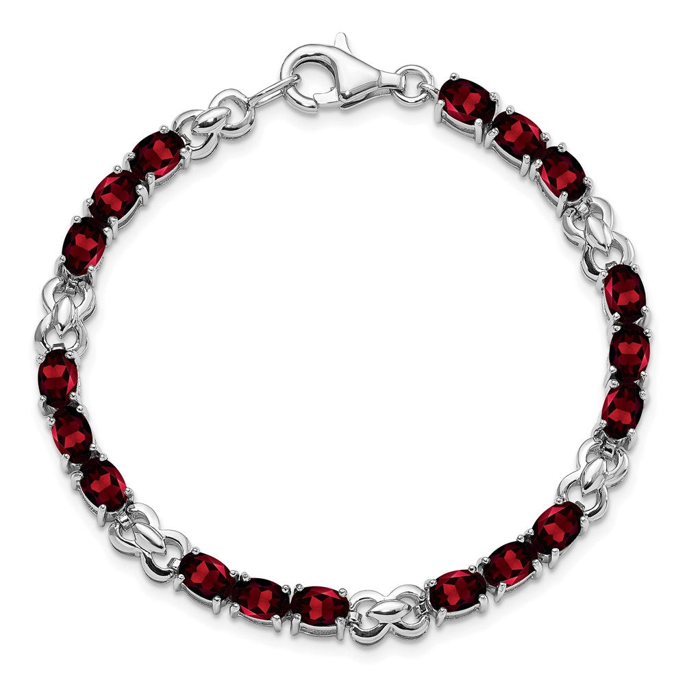 Sterling Silver Rhodium-plated Garnet Bracelet 7 inches