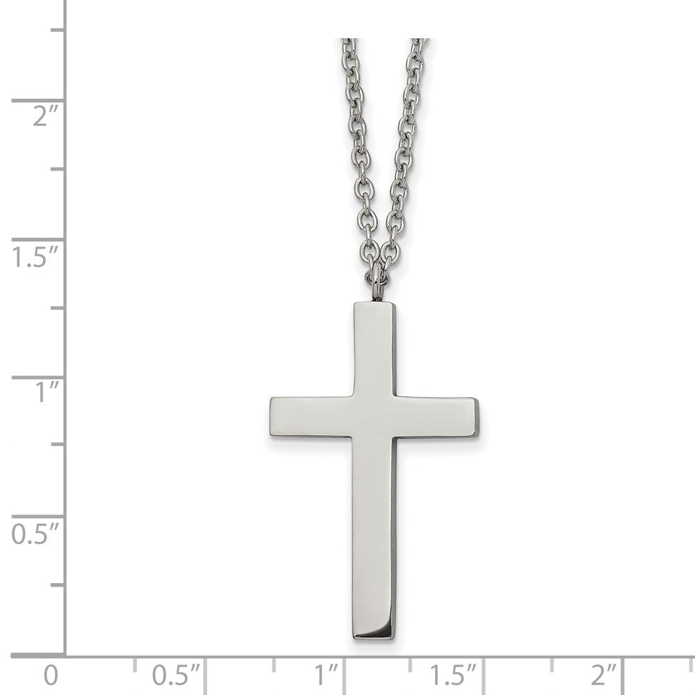 Stainless Steel Polished Cross 18in Necklace