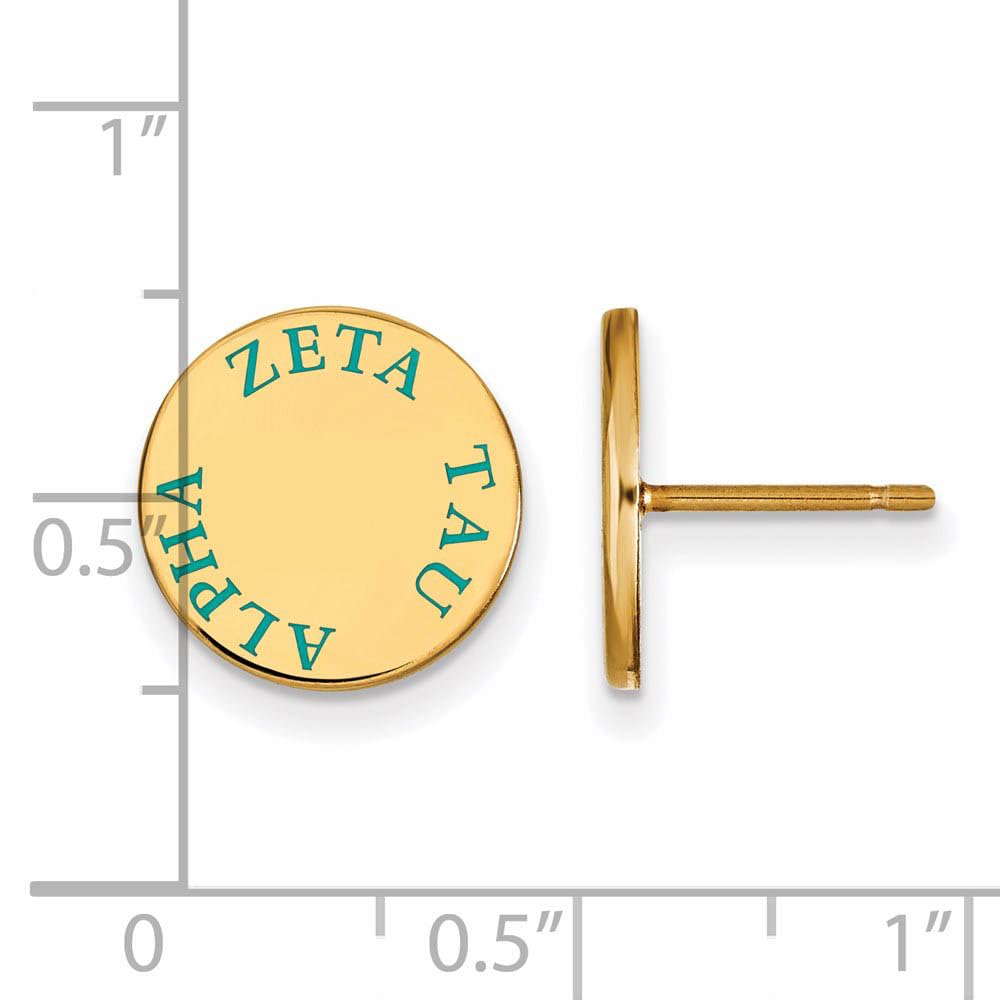 Sterling Silver w/ 14K Yellow Gold-Plated Official Licensed Greek Sororities Zeta Tau Alpha (ZTA) Enameled Post Earrings