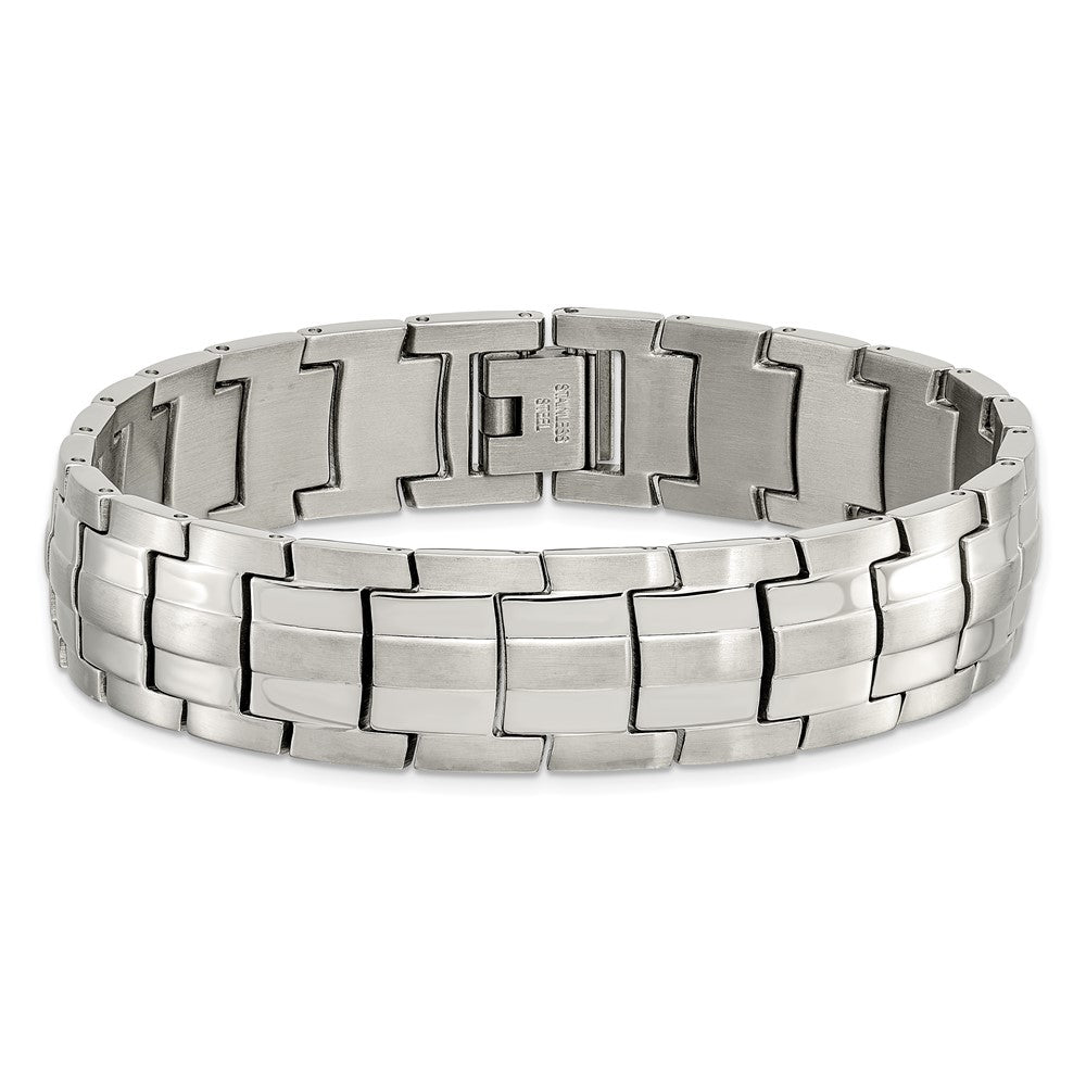 Stainless Steel Brushed and Polished 8.5in Bracelet 8.5 inches