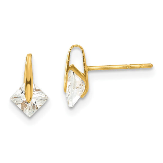 14ky Madi K Childrens Polished Square CZ Post Earrings