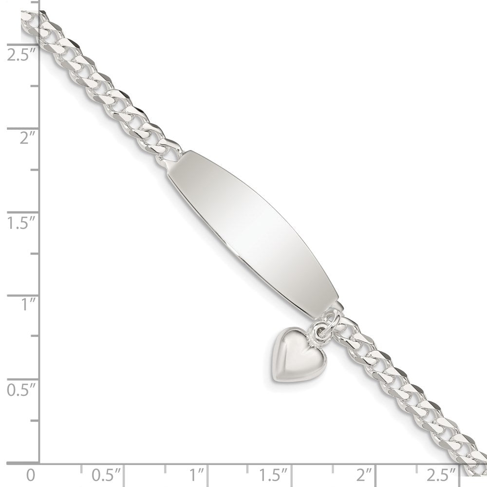 Sterling Silver w/Heart Charm ID Bracelet 8.5 inches