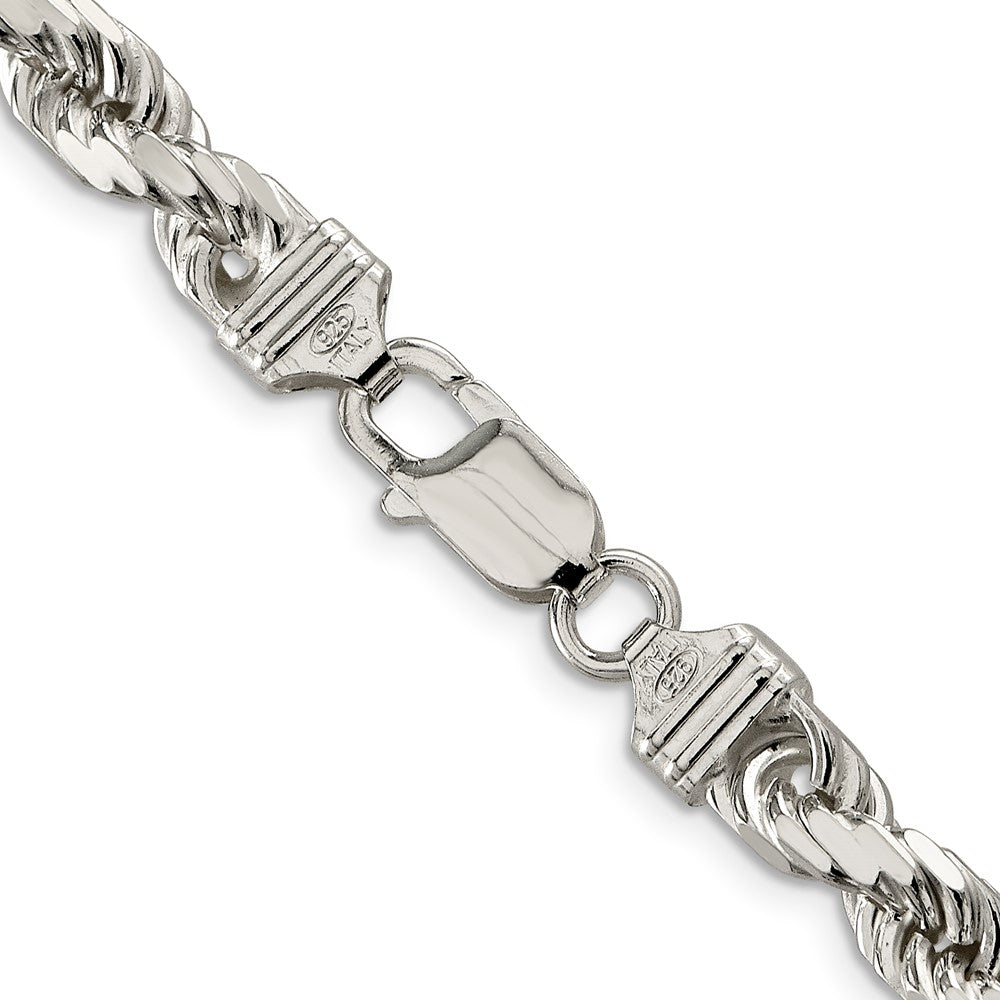 Sterling Silver 6.5mm Diamond-cut Rope Chain 30 Inches