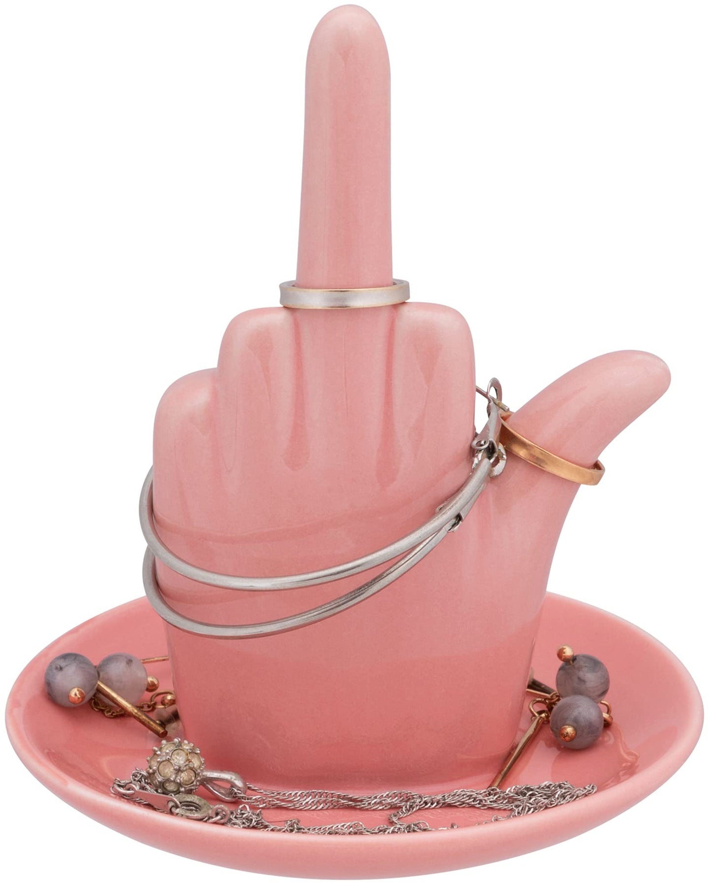 Stephanie Imports Peach Pink Ceramic Jewelry Organiser Ring Dish Tray