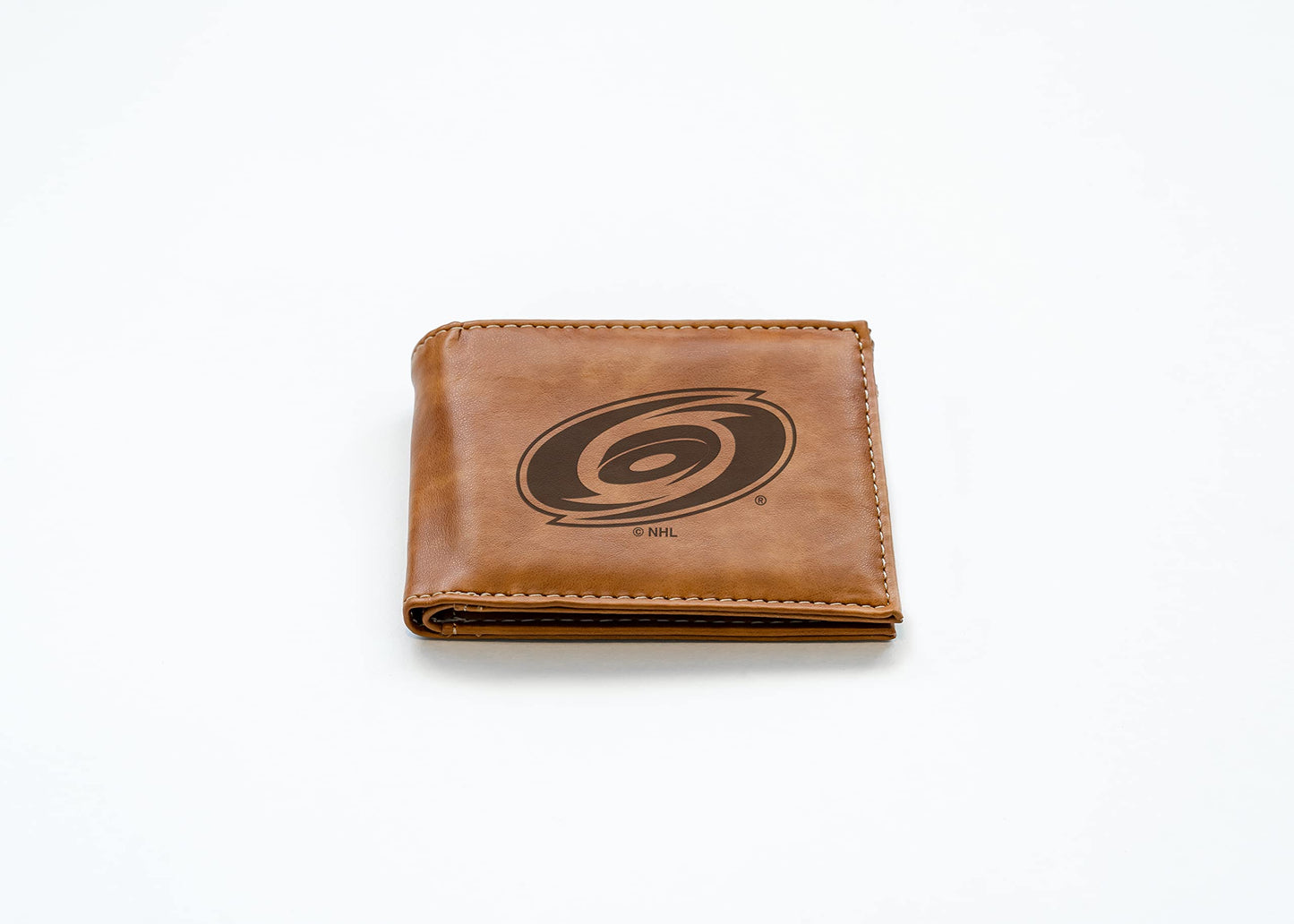 Carolina NHL Hurricanes Laser Engraved Brown Billfold Wallet