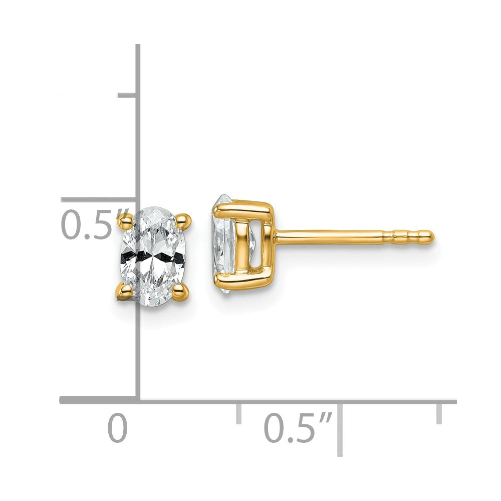 14k Yellow Gold 3/4 ctw Lab Grown Diamond VS+ F+ Oval 4 Prong Heavy Wt. Stud Earrings