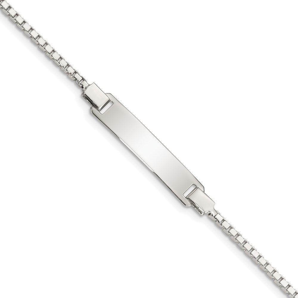 Sterling Silver Engraveable Childrens ID on Box Chain Bracelet 5.5 inches