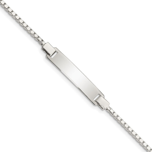 Sterling Silver Engraveable Childrens ID on Box Chain Bracelet 5.5 inches
