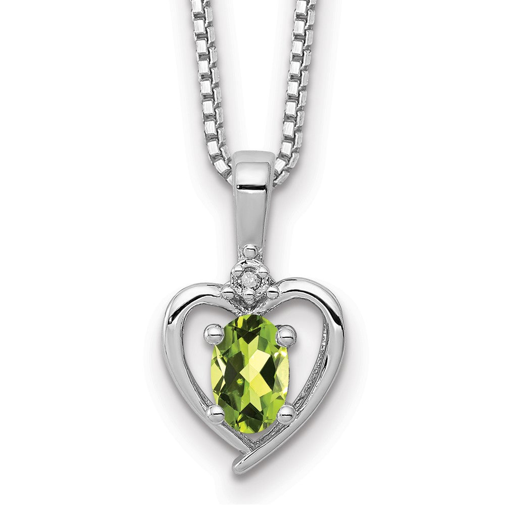 Sterling Silver Rhodium-plated Peridot & Diamond Necklace