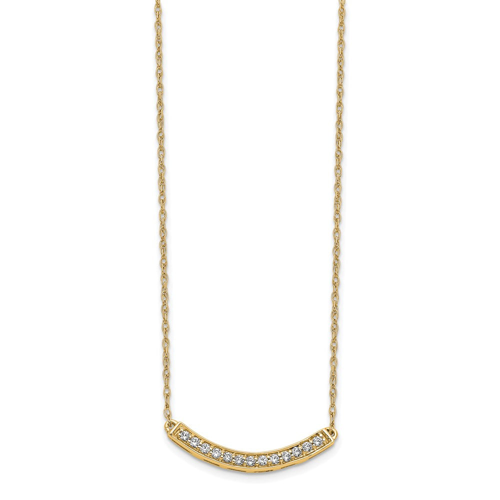 14k Diamond Curved Bar 18 inch Necklace
