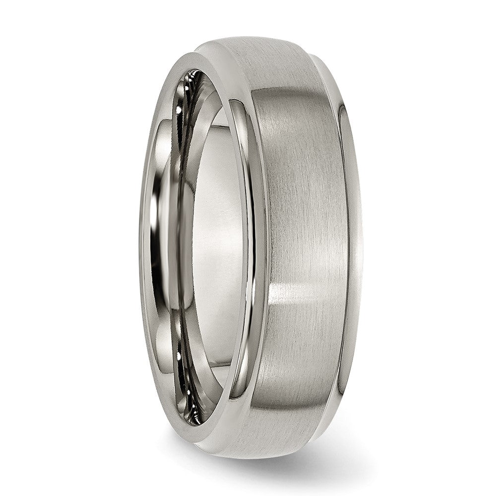 Titanium Brushed Center 7mm Ridged Edge Band Size - 6