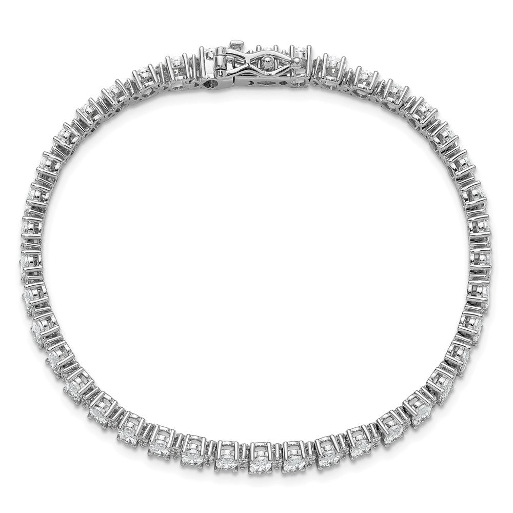 Cheryl M Sterling Silver Rhodium-plated Fancy Oval CZ Bracelet 7.25 inches