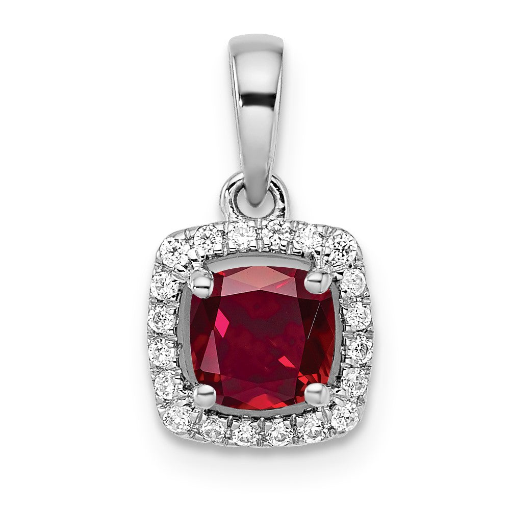 14kw ANT Created Ruby and Diamond Pendant w/ chain