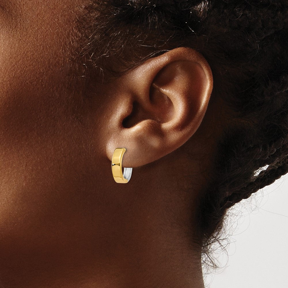 10k Two-tone Hinged Hoop Earrings