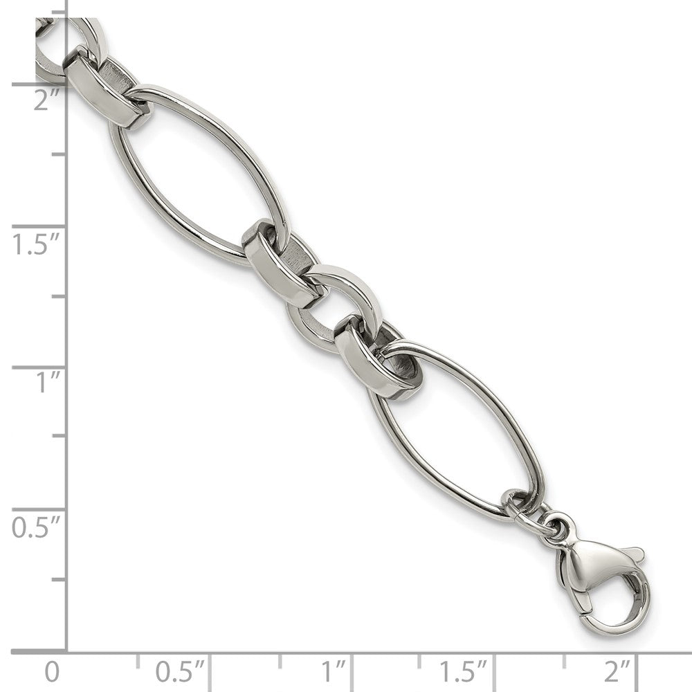 Chisel Stainless Steel Polished Open Link 6.75 inch Plus a 1.25 inch Extension Bracelet 8 inches