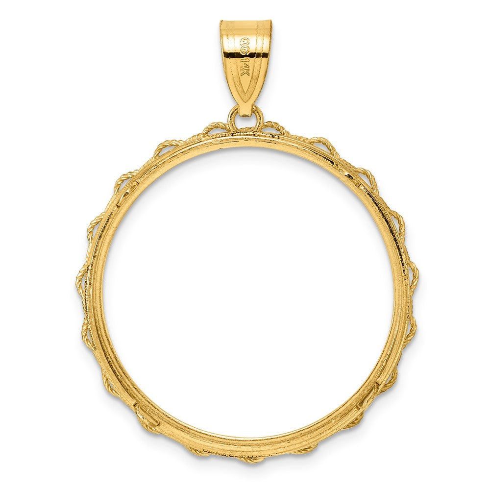 14k Polished Rope with 27.0mm Prong Coin Bezel Pendant