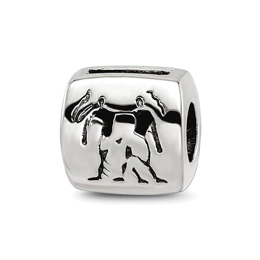 Sterling Silver Reflections Gemini Zodiac Antiqued Bead