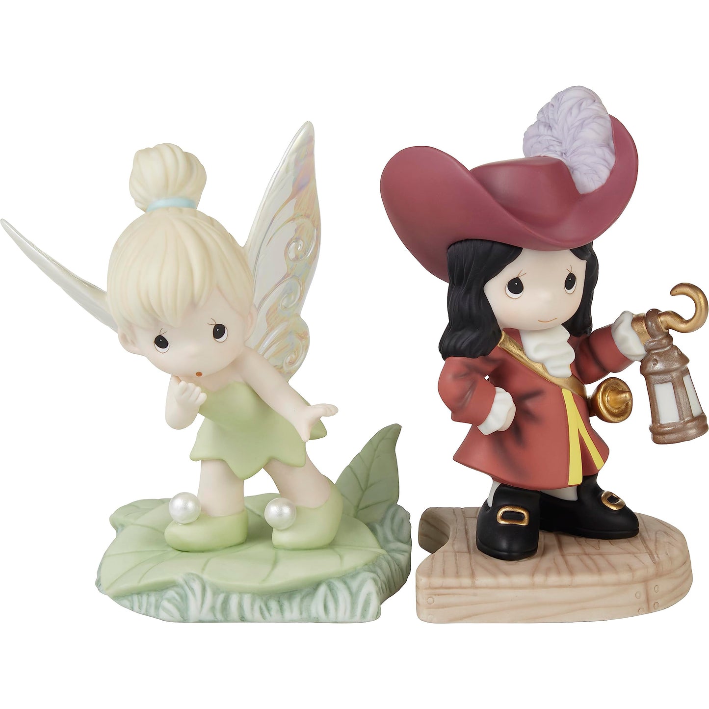 Precious Moments 231030 Life is A Daring Adventure Disney Tinker Bell and Captain Hook 2-Piece Bisque Porcelain Figurine Set