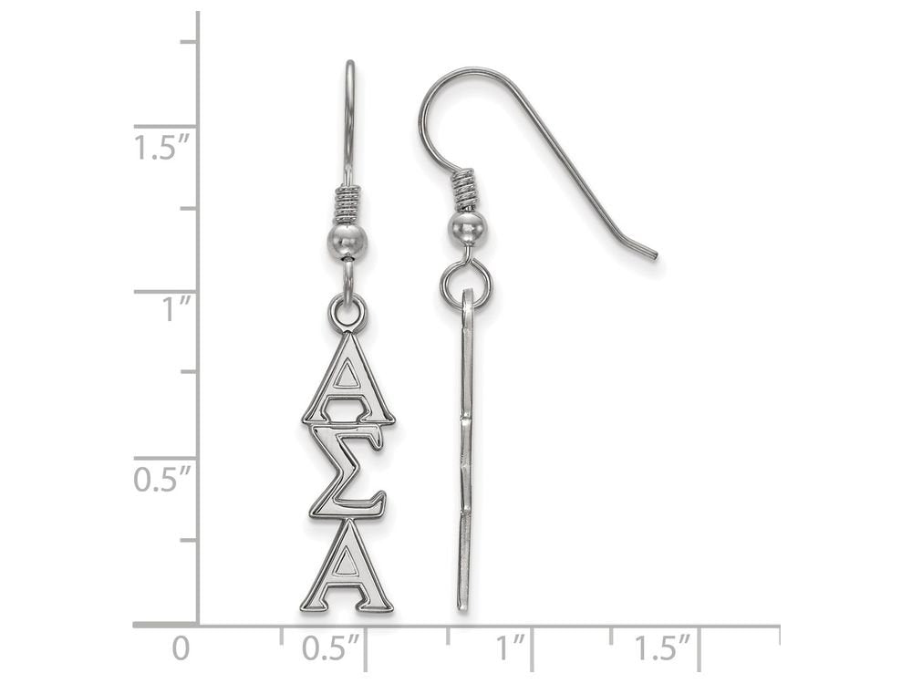 Sterling Silver Alpha Sigma Alpha Dangle Medium Earrings