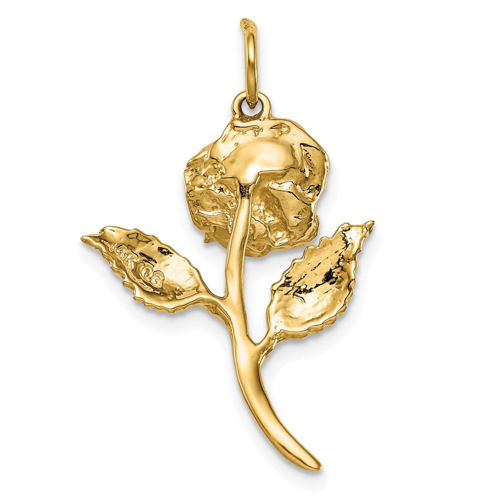 14k CZ Rose Charm Yellow Gold