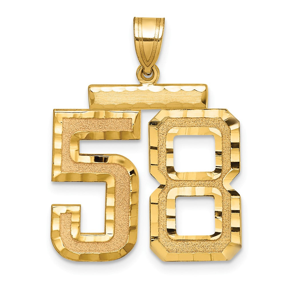 14k Large Brushed Diamond-cut Number 58 Charm