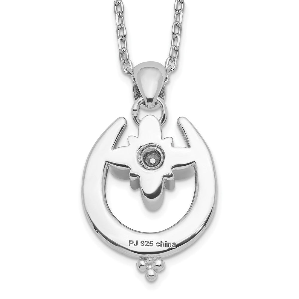Sterling Silver Rhodium-plated Horseshoe Ash Holder 18in Necklace 18 Inches