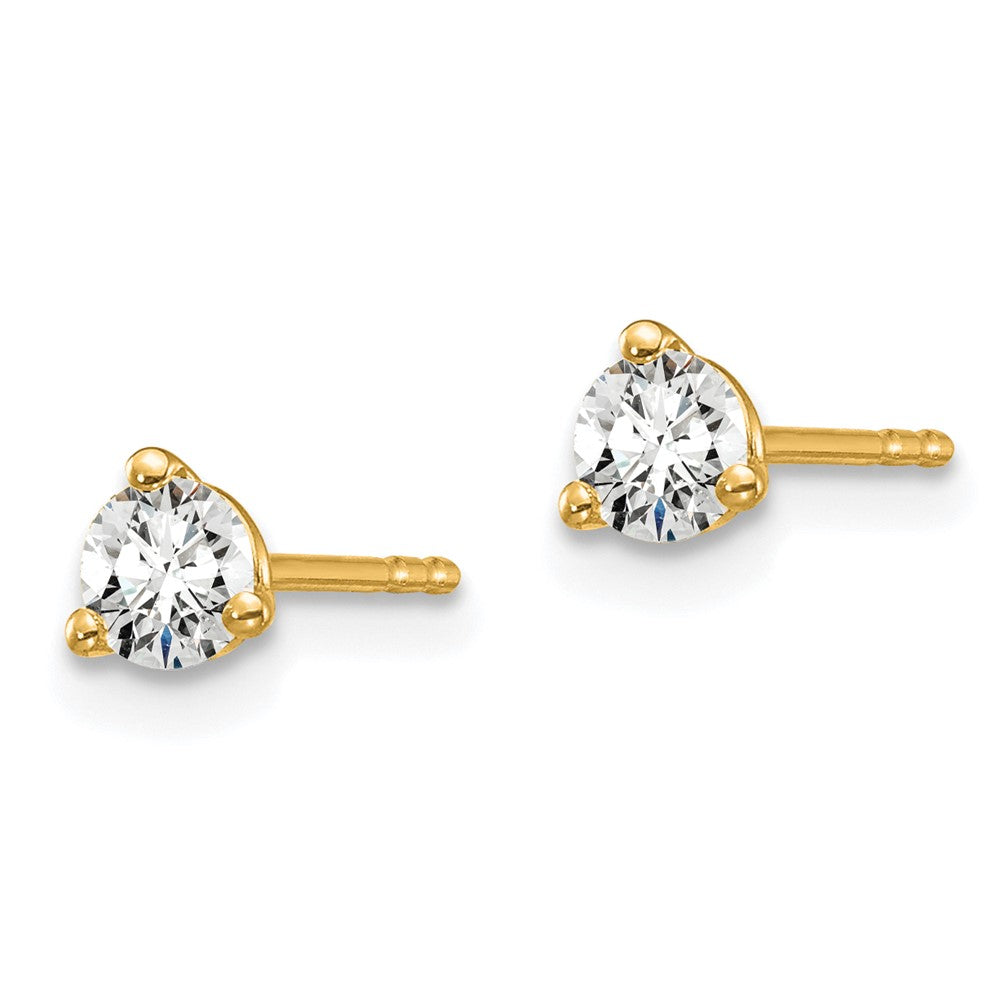 14k Yellow Gold 3/8 ctw Lab Grown Diamond VS+ F+ Round 3 Prong Heavy Wt. Stud Earrings