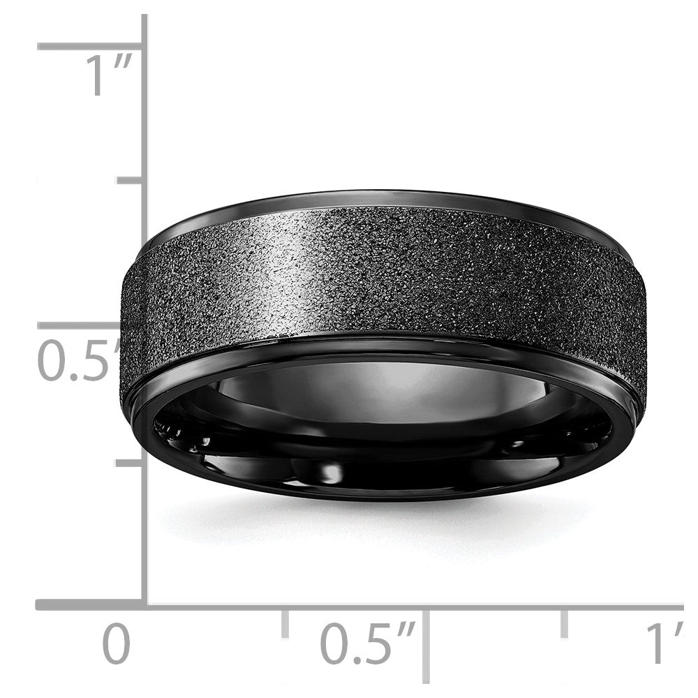 Chisel Titanium Polished Laser-cut Center Black IP-plated 8mm Band Size - 9.5