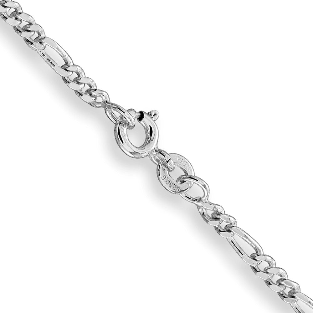 Sterling Silver Rhodium-plated 2.5mm Figaro Chain 26 Inches